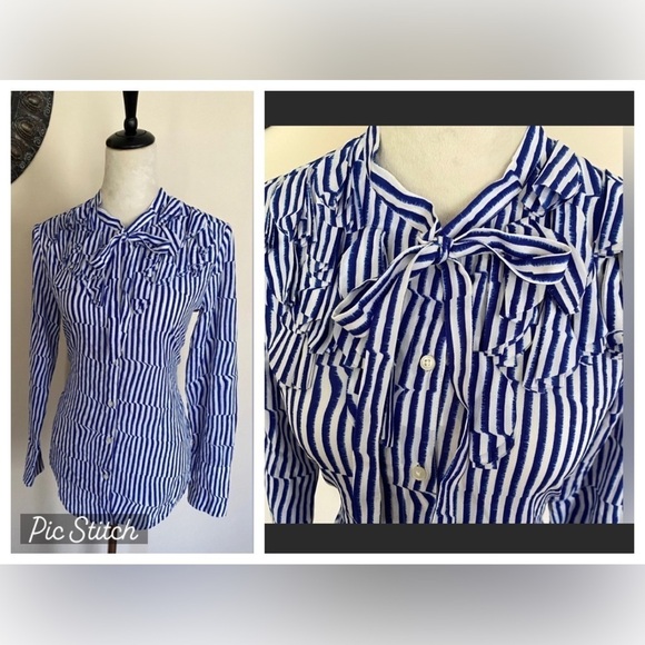 Banana Republic Tops - NWOT Banana Republic Women’s Tie Front Ruffled Button Up Dress Blouse